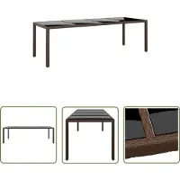 The Living Store Table de jardin avec plateau en verre Marron Poly Rattan