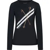 Super.natural Femmes, T-shirt fonctionnel, Femmes Kryssede Ski L/S (XS), Noir, Blanc, Cuivre