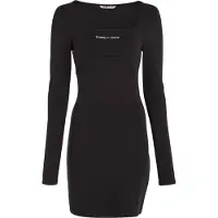 Tommy Hilfiger Femmes, Robe, TJW Serife Linear LS DW0DW15347 BDS S, Noir, (S)