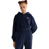 Tommy Hilfiger Femmes, Pull-over, TJW Super Crop Velou DW0DW14354 C87 S, Bleu, (S)
