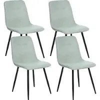 Beliani Ensemble de 4 chaises de salle à manger tapisserie polyester vert clair pieds en fer noir sans accoudoirs salle à manger