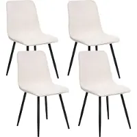 Beliani Ensemble de 4 chaises de salle à manger tapisserie polyester beige clair pieds en fer noir sans accoudoirs salle à manger