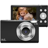 INF Appareil photo numérique 2,7K/44MP/Zoom 16x/Anti-tremblement/Webcam Noir