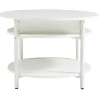 En.casa Table basse 'Kandas' avec plateau élévateur rond 70 x 49 cm piètement acier blanc