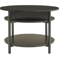 En.casa Table basse 'Kandas' avec plateau élévateur rond 70 x 49 cm piètement acier noir