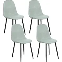 Beliani Ensemble de 4 chaises de salle à manger tapisserie polyester vert clair pieds en fer noir sans accoudoirs salle à manger