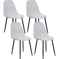 Beliani Ensemble de 4 chaises de salle à manger tapisserie polyester gris clair pieds en fer noir sans accoudoirs salle à manger