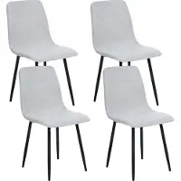 Beliani Ensemble de 4 chaises de salle à manger tapisserie polyester gris clair pieds en fer noir sans accoudoirs salle à manger