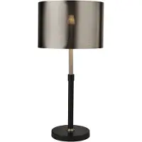 Searchlight noir et chrome Lampe de table avec BRUSHED noir chrome SHADE
