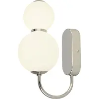 Searchlight APPLIQUE SNOWBALL 2-flammig, chrom mit opal GLASS SHADES