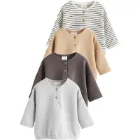Next T-Shirt camel / chocolat / gris chiné / blanc
