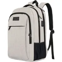 TRVLMORE Sac à dos - 36L - 17.3 Inch - Sac à dos pour ordinateur portable avec USB - Cartable - Homme et Femme - Sac Champagne