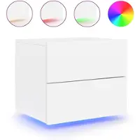 vidaXL Table de chevet murale avec lumières LED blanc