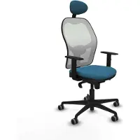 Piqueras Y Crespo Chaise de bureau avec appui-tête Jorquera 1D036G1 blanc vert pétrole