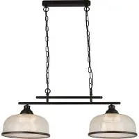 Searchlight Bistro Ii - 2Lt Ceiling Bar, Noir, Verre Halophane
