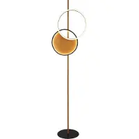 Searchlight Lampadaire design Curio noir avec du bois