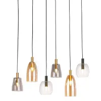 Searchlight Pendentif Divine 6Lt Multi Drop -Noir mat avec verre mixte