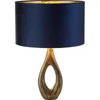Searchlight Lampe de table dorée Bucklow avec capuche bleu foncé