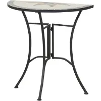 Gardamo Stella Table de jardin 35,5x70 cm demi-cercle noir/imitation mosaïque