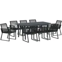 vidaXL Ensemble de jardin 9 pcs noir Poly-Rattan