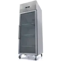 Maxima - Réfrigérateur Gastro - 600 l - 3 clayettes réglables (2/1 GN) - Acier inoxydable - avec porte vitrée