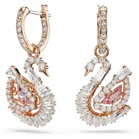 Swarovski Boucles d'oreilles 'Swan' or rose / rose / argent / transparent