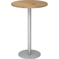 Hammerbacher Table haute 80cm ronde chêne cendré/argenté