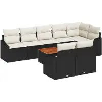 vidaXL Ensemble de canapés de jardin avec rangement, 9 pièces, noir et crème, en polyrotin