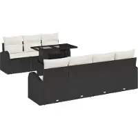 vidaXL Ensemble de canapés de jardin , 8 pièces, noir, en résine tressée