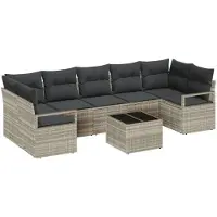 vidaXL Ensemble de canapé , 8 pièces, 7 places, gris clair et gris foncé