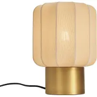 QAZQA Lampe de table Japandi dorée avec abat-jour beige - Pluni