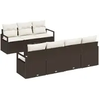 vidaXL Ensemble de canapés avec coussins (8 pièces), marron et crème, en rotin synthétique