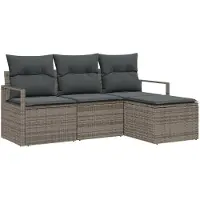 vidaXL Ensemble de canapés avec coussins, 4 pièces, gris, en rotin synthétique
