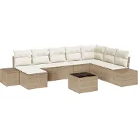 vidaXL Ensemble de canapé de jardin avec coussins 9 pcs Beige Poly-Rattan