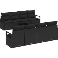vidaXL Ensemble de canapés avec coussins, 7 pièces, en rotin synthétique noir