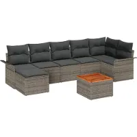 vidaXL Ensemble de canapé de jardin avec mémoire 8 pcs Gris Poly-Rotin