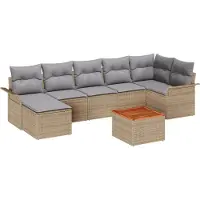 vidaXL Ensemble de canapés de jardin 8 pièces Beige et gris clair Poly-rotin