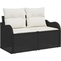 vidaXL Canapé de jardin avec coussins Noir 121 x 62 x 69cm Poly-Rotin