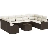 vidaXL Ensemble de canapés avec coussins (10 pièces), en rotin synthétique marron