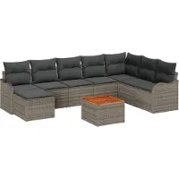 vidaXL Ensemble de canapé de jardin avec mémoire 9 pcs Gris Poly-Rotin