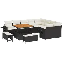 vidaXL Ensemble de canapés de jardin 12 pcs noir poly rotin