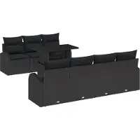 vidaXL Ensemble de canapé de jardin avec coussins avec coussins 8 pcs noir Poly rotin