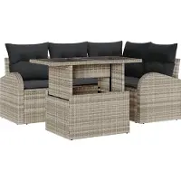 vidaXL Ensemble de canapés de jardin avec coussins (5 pièces), gris clair, en rotin synthétique