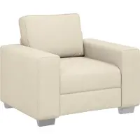 vidaXL Fauteuil-canapé beige 100 cm en tissu mélangé lin