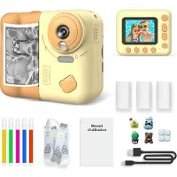 Avizar , appareil photo Instakid 48 MP pour enfants avec système d'impression, jaune