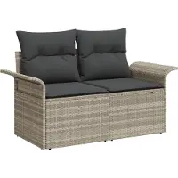 vidaXL Canapé de jardin avec coussins gris clair 141 x 62 x 69cm Poly-Rotin