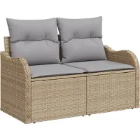 vidaXL Canapé de jardin avec coussins Beige 121 x 62 x 69cm Poly-Rattan