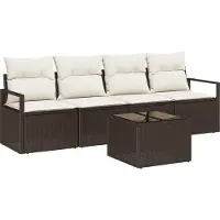 vidaXL Set de canapé 5 pcs Braun und Creme Poly-Rattan