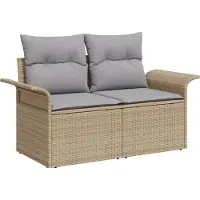vidaXL Canapé de jardin avec coussins Beige 141 x 62 x 69cm Poly-Rotin
