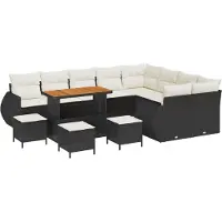 vidaXL Ensemble canapé de jardin 13 pcs noir poly rotin